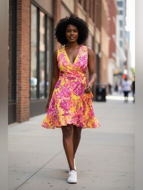 Lilly Pulitzer Folly Floral Wrap Dress • Calla Yellow • Floral Coral